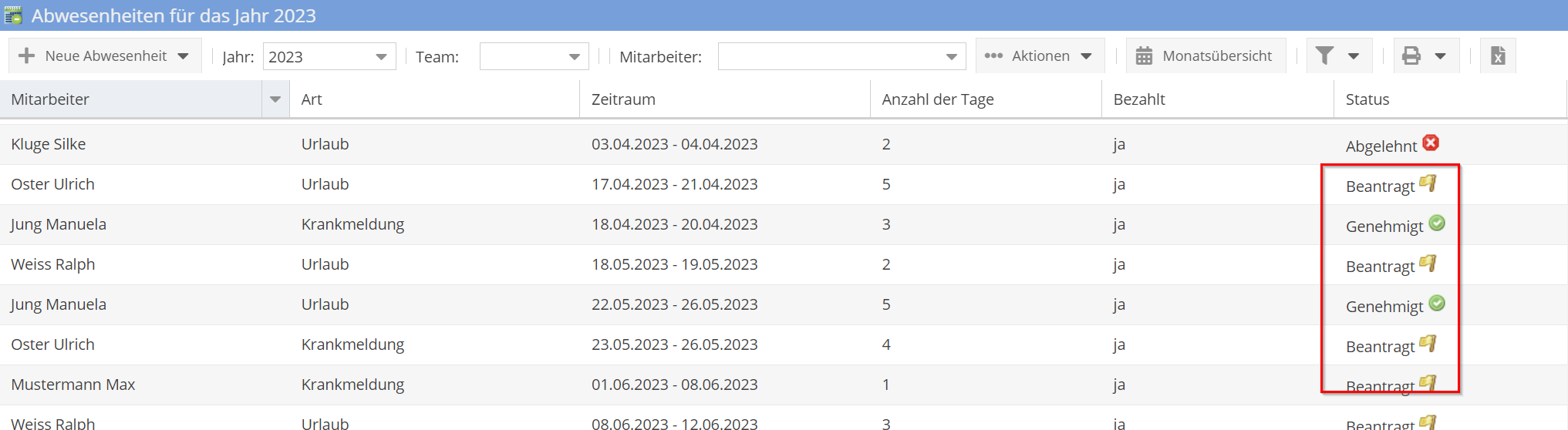Abwesenheit