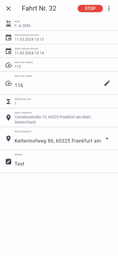 Fahrt beendet