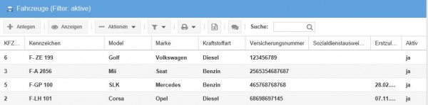 Fahrzeuge Übersicht