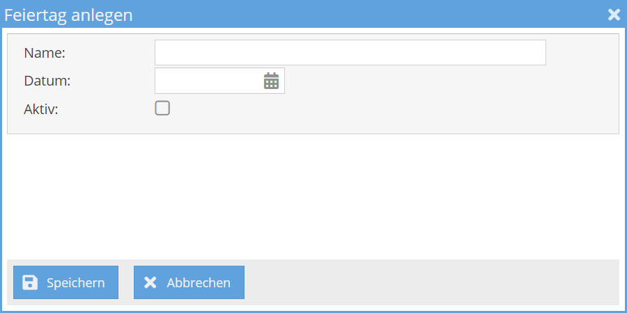 Feiertag anlegen