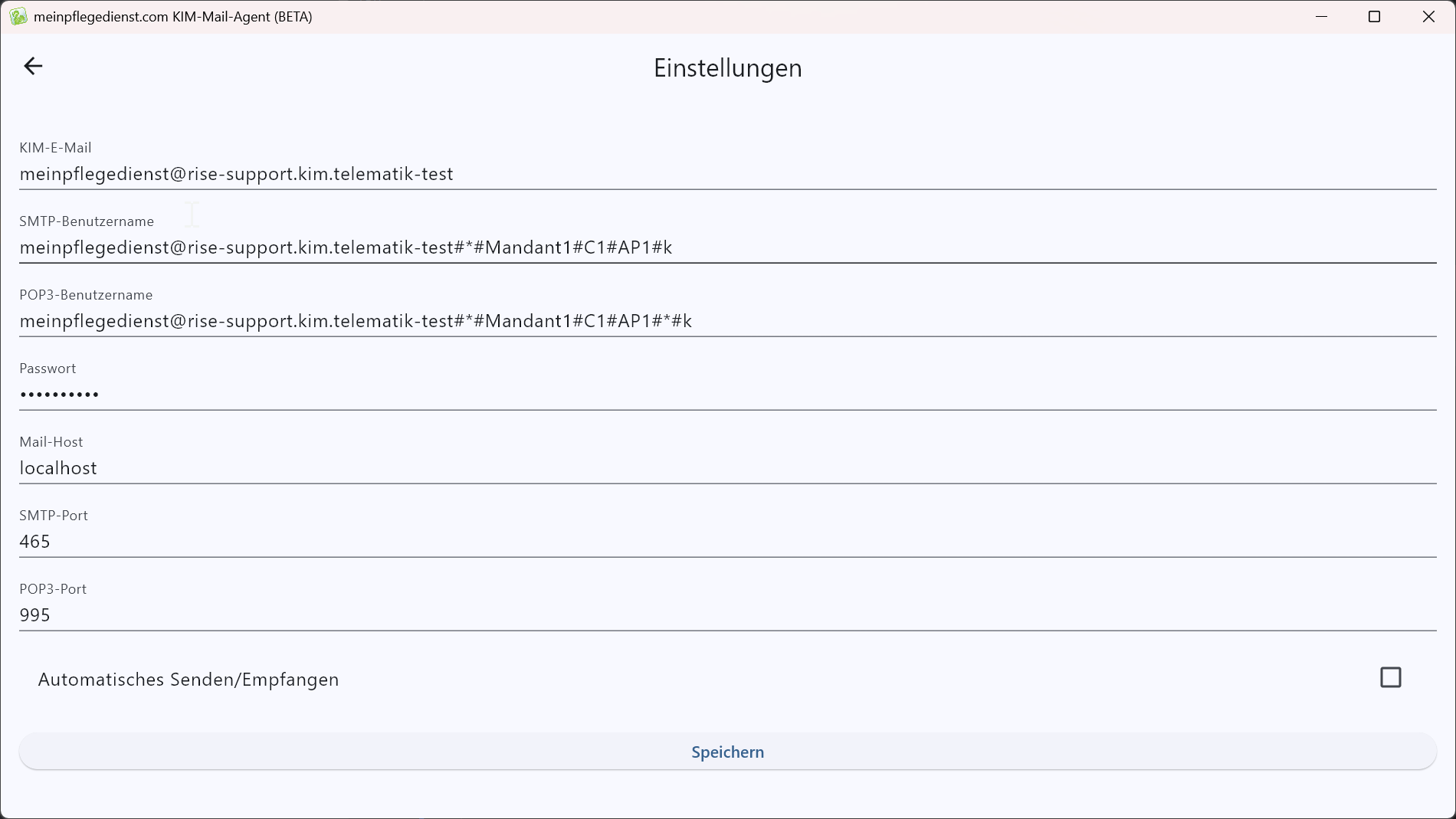 KIM-Mail-Agent Einstellungen