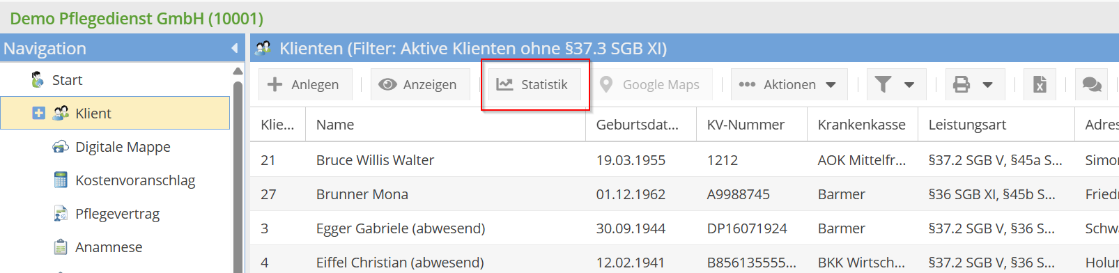 Klientenstatistik