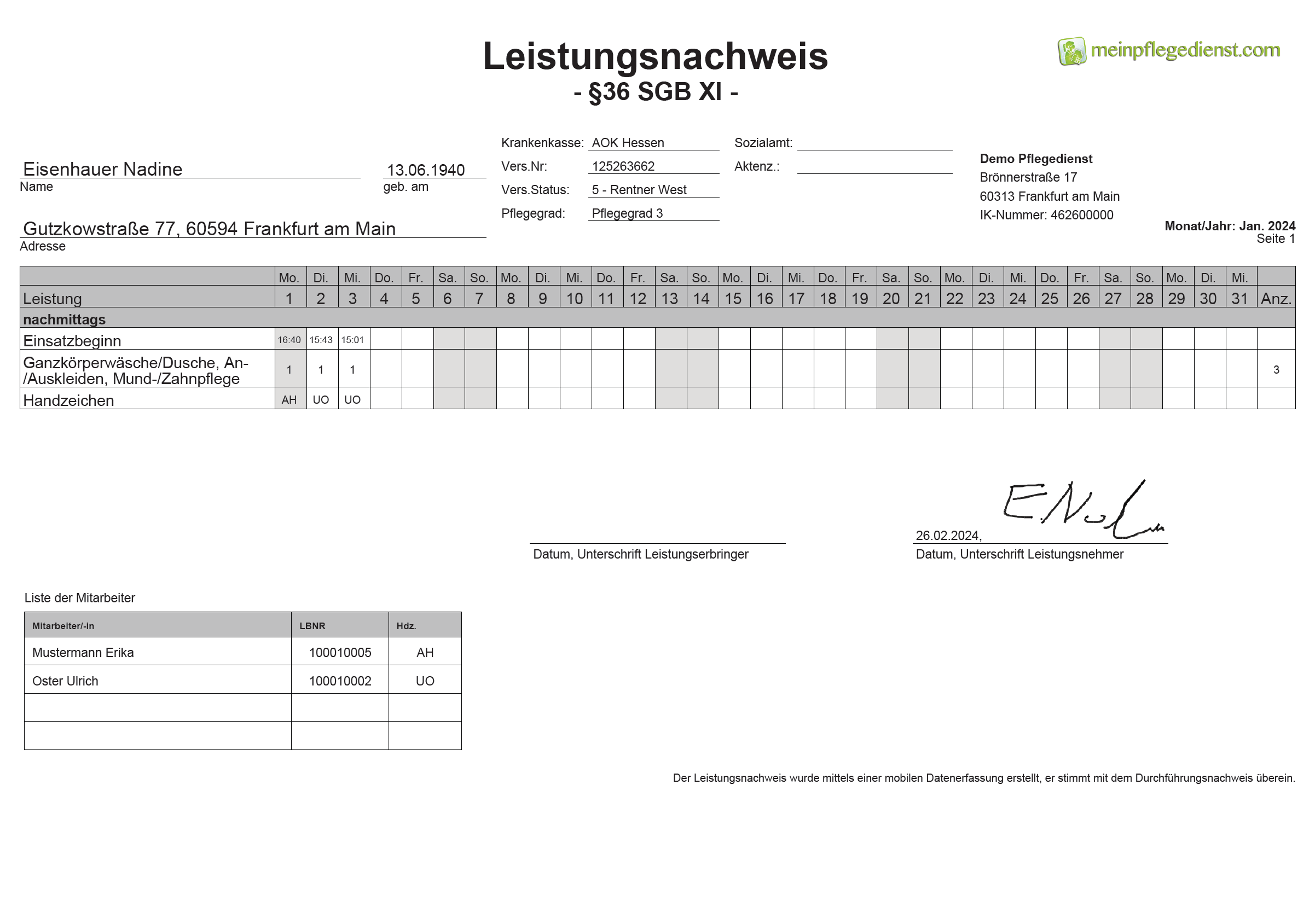 Leistungsnachweis