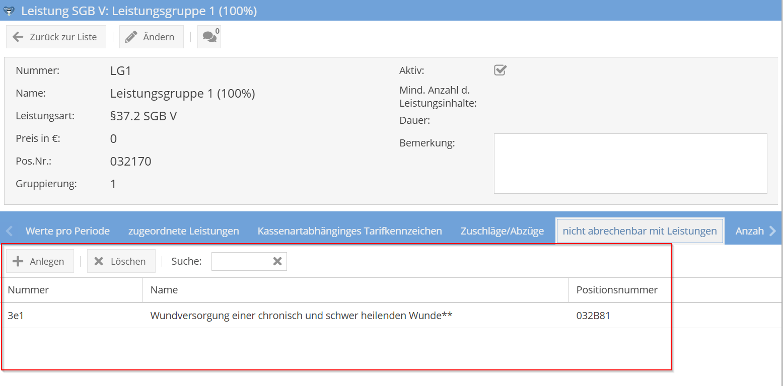 Leistungsgruppen bei chronischen Wunden