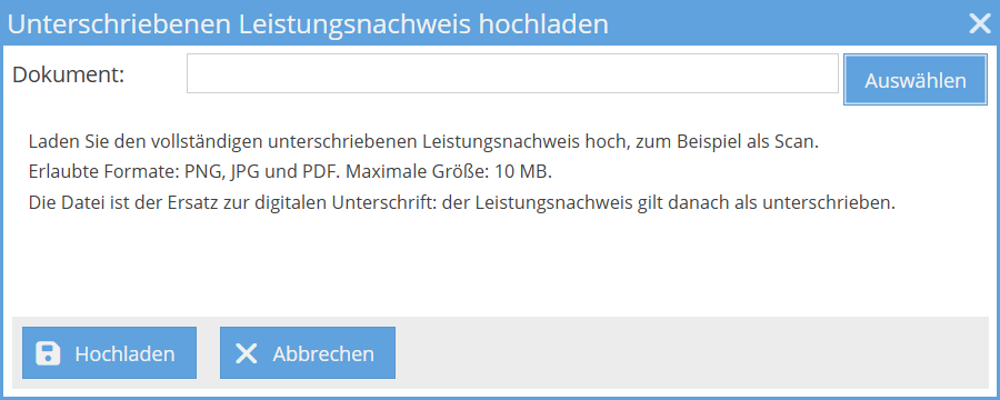 Unterschriebenes Dokument hochladen