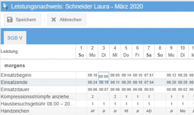 Leistungsnachweis ändern