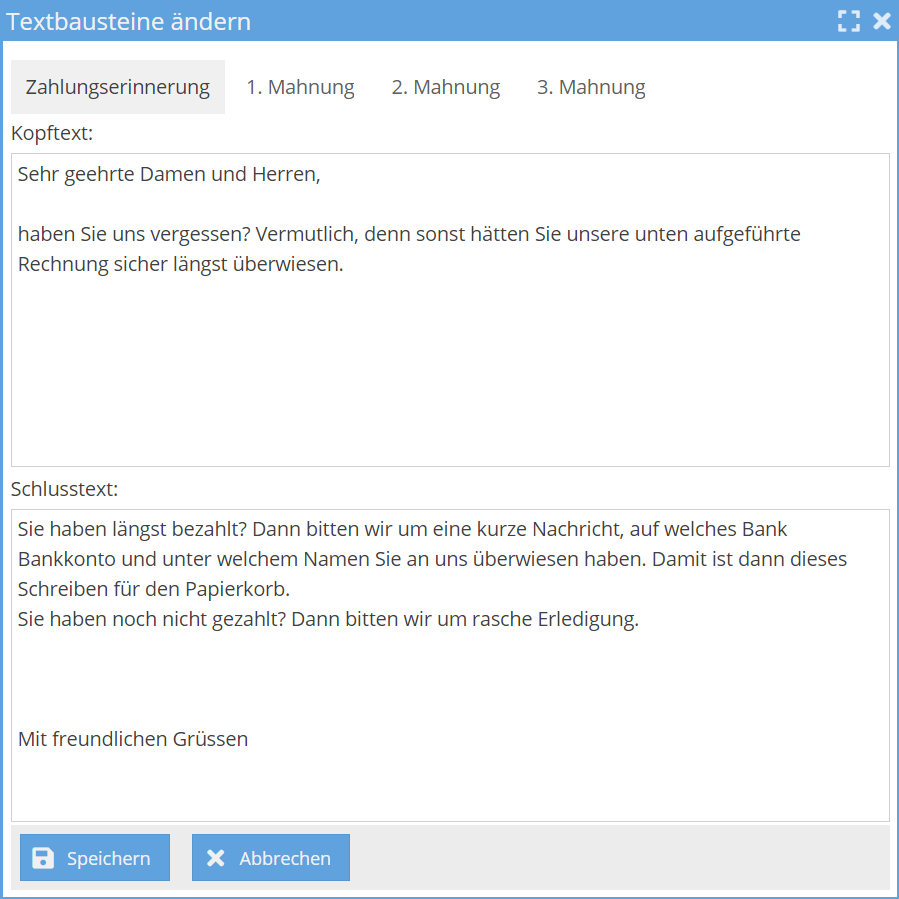 Mahnungstexte
