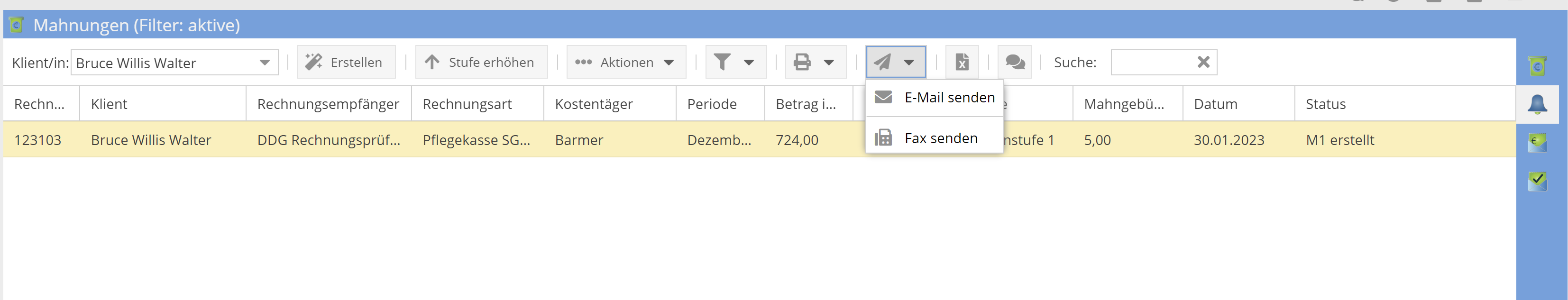 Mahnungen per E-Mail senden