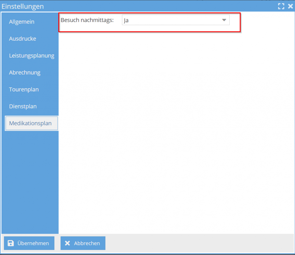 Medikationsplan Einstellung