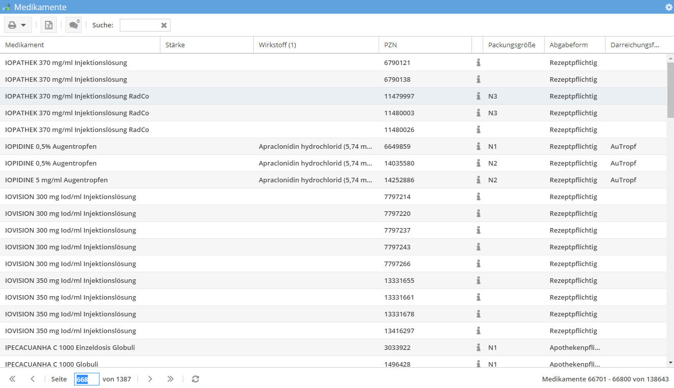 Datenbank der Medikamenten