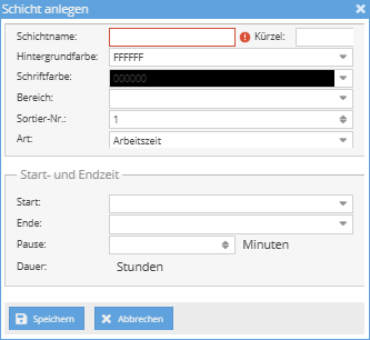 Schicht anlegen