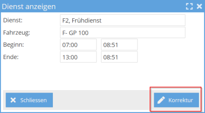 Tour korrigieren