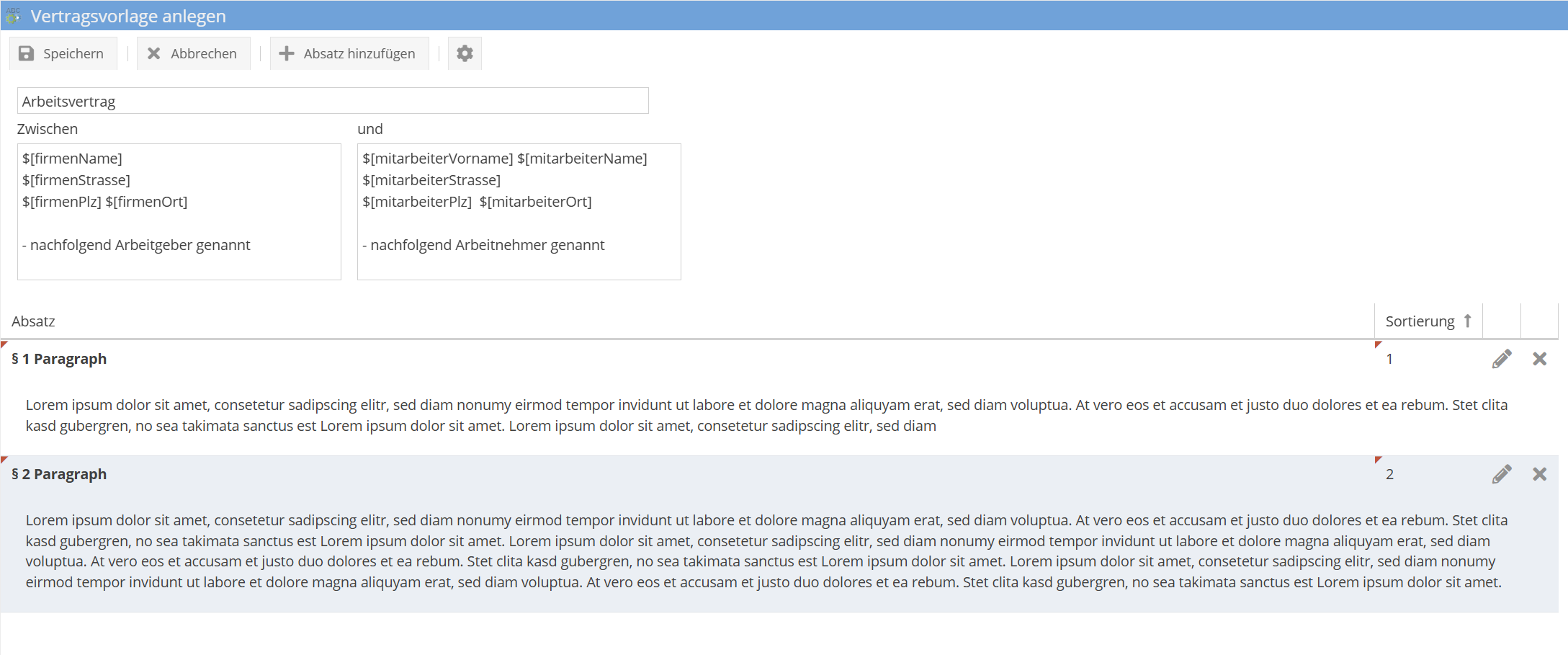 Arbeitsvertrag-Vorlage