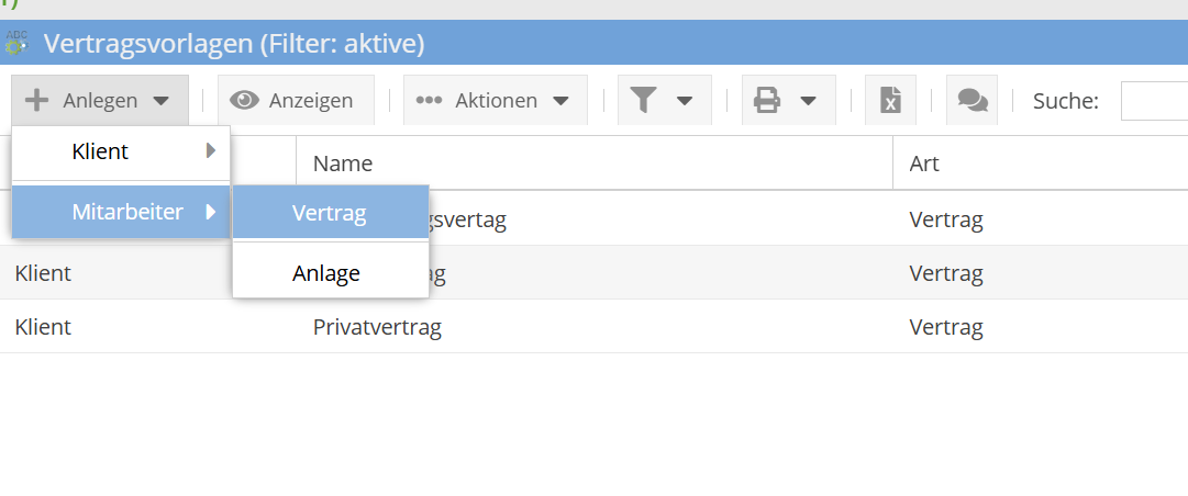 Arbeitsvertrag anlegen