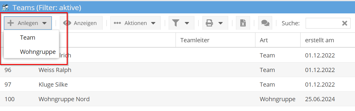 Wohngruppe anlegen