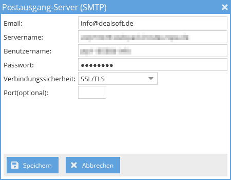 Einstellungen SMTP