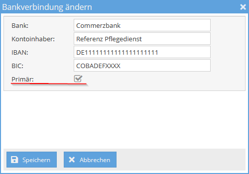 Bankverbindung Details