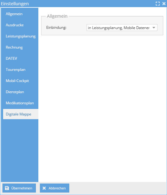 Einstellungen Digitale Mappe