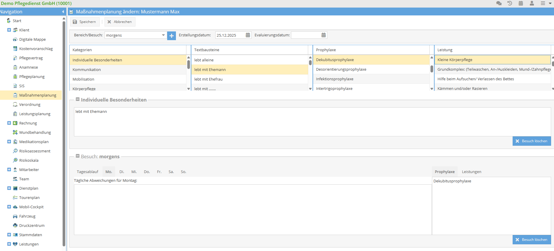 Maßnahmenplanung bearbeiten