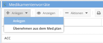 Medikamentenvorrat anlegen