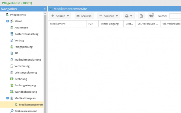 Medikamentenvorrat Navigation