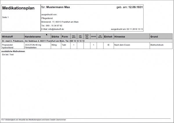 Medikationsplan drucken