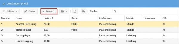 Leistung löschen