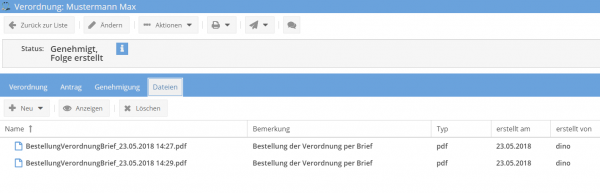 Datei hochladen Ergebnis