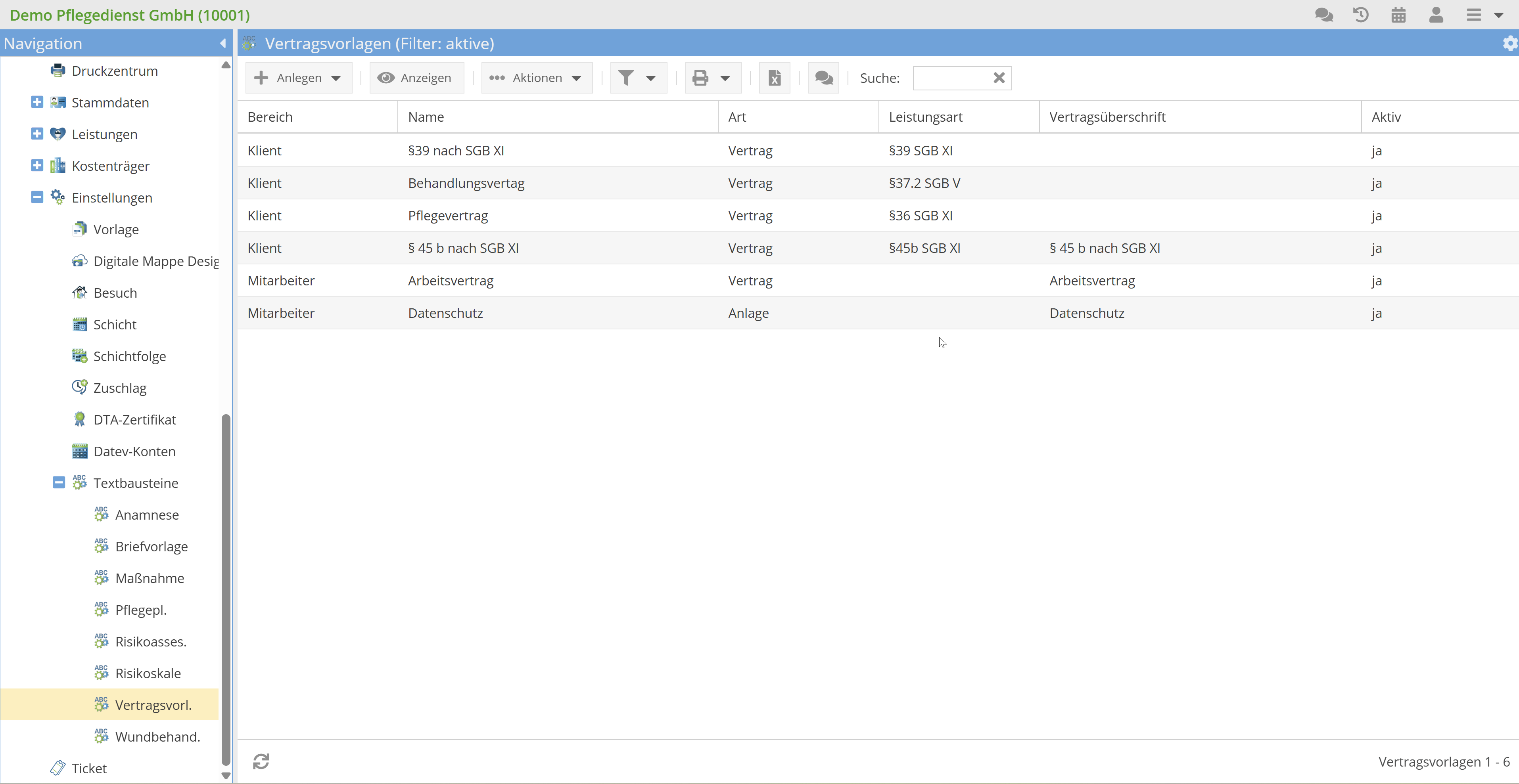 Vertragsvorlagen Navigation