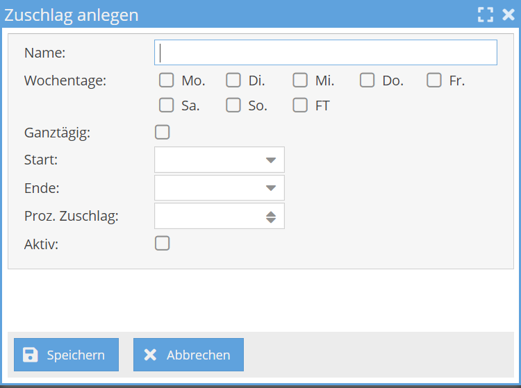 Zuschlag anlegen
