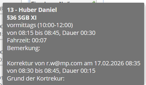 Korrekturdatum im Einsatz-Tooltip